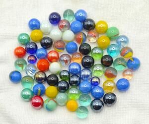 Vintage Mixed Glass Marble Lot of 69 Marbles Swirls Cat's Eye Colorful Assorted